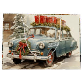 Vintage kerstwagen met Cadeaus Groot Cadeauzakje (Achterkant)