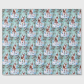 Vintage kerstwens Deer Cadeaupapier (Vlak)