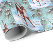 Vintage kerstwens Deer Cadeaupapier (Rol Hoek)