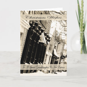 Vintage kerstwensen, kleindochter & partner feestdagen kaart