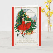 Vintage-kerstWenskaart Kaart (Gele Bloem)