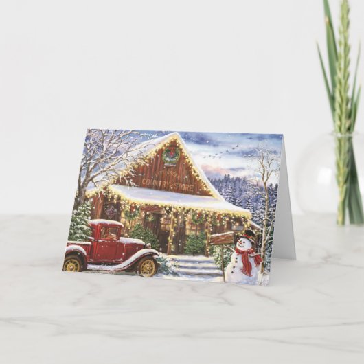 Vintage kerstwinkel feestdagen kaart (Voorkant)