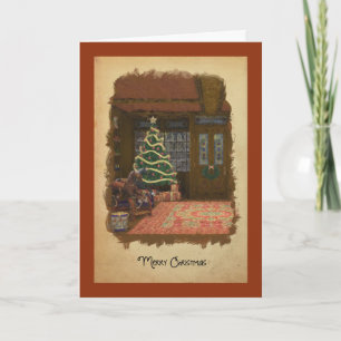 Vintage kerstwinkel Wenskaart Speelgoed Feestdagen Kaart