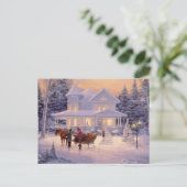 Vintage-kerstwinter Feestdagenkaart (Staand voorkant)