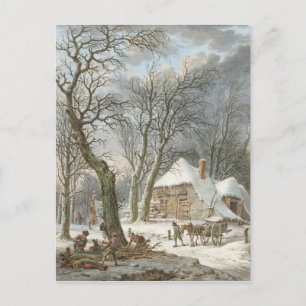 Vintage Kerstwinter Landschap Briefkaart