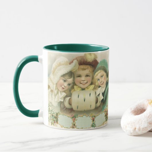 Vintage kerstzussen, Victoriaans kinderen Mok (Met donut)