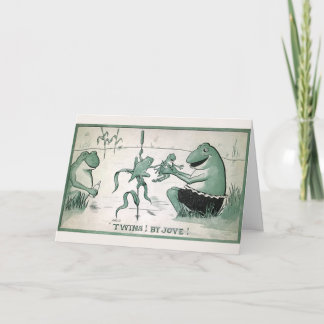 Vintage kikkers tweeling aankondiging wenskaart