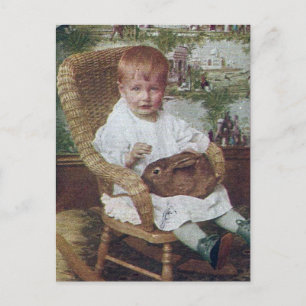 Vintage Kind en konijn Briefkaart