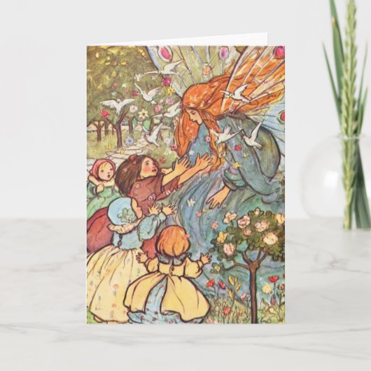Vintage - Kinderen Greet Fairy, Kaart (Voorkant)