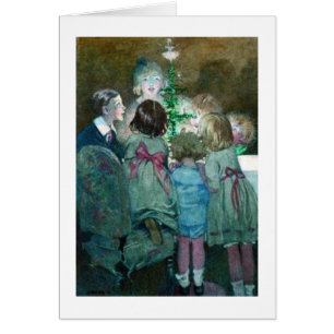 Vintage - Kinderen rond een kerstboom,