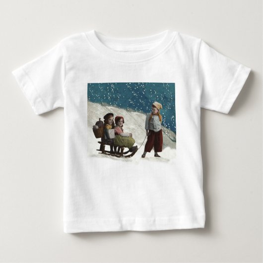 Vintage kinderen Sledding Kerstwinter (Voorkant)