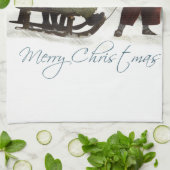 Vintage kinderen Sledding Kerstwinter Theedoek (Gevouwen)