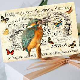 Vintage Kingfisher Butterflies Franse ontkoppeling Tissuepapier