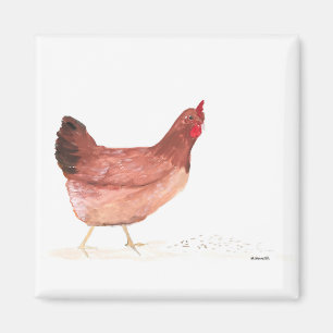 Vintage kippen waterverf landbouwhuisdieren magneet