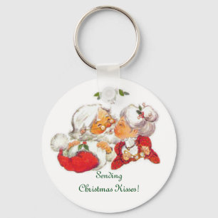 Vintage Kissende Santa Sleutelhanger