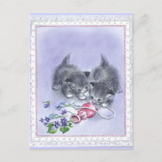 Vintage Kittens Antiek Pearls Briefkaart