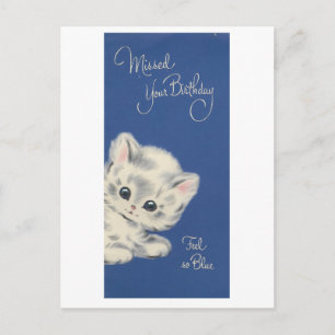 Vintage Kittens Verjaardagskaart voor een Laat Kom Briefkaart