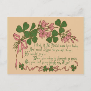 Vintage Klaverplant St. Patrick's Dag Kaart