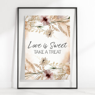 Vintage Kleine Bloemige Trouwliefde Is Zoet Favori Poster
