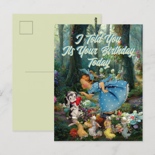 Vintage Kleine Verjaardag Hond Meisje Retro Post Briefkaart