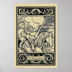 Vintage Knight On Horse van W.H. Robinson Poster