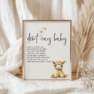 Vintage Knuffel Dieren Baby Shower Spel Poster