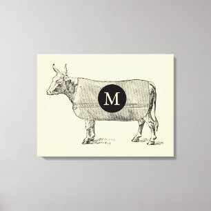 VINTAGE Koe monogram canvas Afdruk