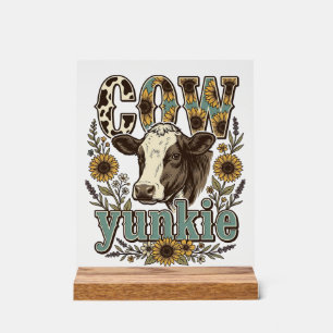 Vintage Koe Yunkie Zonnebloem Boerderij Design_1 Acryl Bord