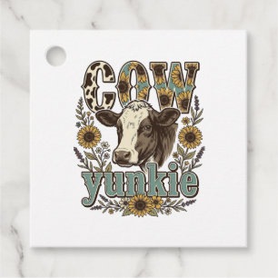 Vintage Koe Yunkie Zonnebloem Boerderij Design_1 Bedankjes Labels