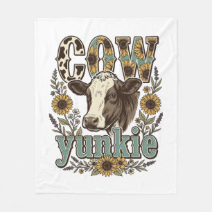 Vintage Koe Yunkie Zonnebloem Boerderij Design_1 Fleece Deken
