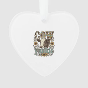 Vintage Koe Yunkie Zonnebloem Boerderij Design_1 Ornament