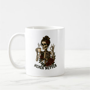 Vintage Koffie Skelet Roos Kunst Koffiemok