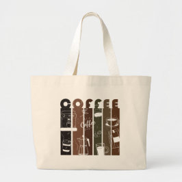 Vintage koffie typografie illustratie handgetekend grote tote bag