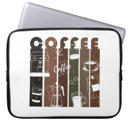 Vintage koffie typografie illustratie handgetekend laptop sleeve