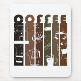 Vintage koffie typografie illustratie handgetekend muismat