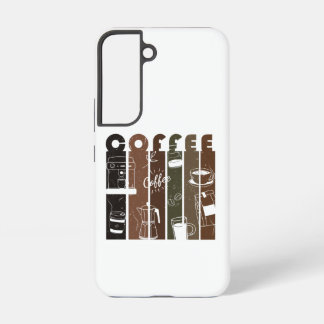 Vintage koffie typografie illustratie handgetekend samsung galaxy hoesje
