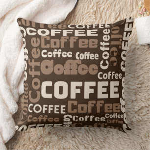 Vintage koffie typografie patroon (1) kussen