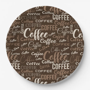 Vintage koffie typografie patroon (3) papieren bordje