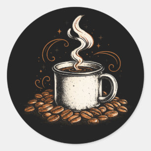 Vintage koffiebeker sticker Retro koffieliefhebb