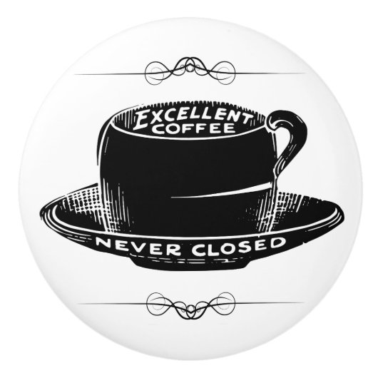 Vintage koffiebord keramische knop (Voorkant)