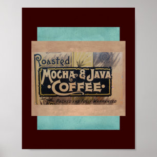 vintage koffiemocha java-etiket poster