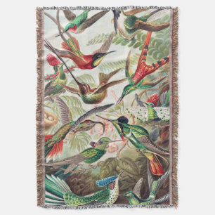 Vintage Kolibrie Botanische Art Nouveau Groen Deken