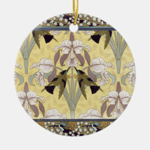Vintage Kolibrie Orchidee Art Nouveau Patroon Keramisch Ornament