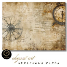 Vintage Kompas Antieke Klok Scrapbook Papier