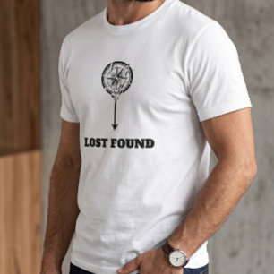 Vintage kompas pijl verloren gevonden grafische af t-shirt