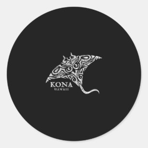 Vintage Kona Hawaï Manta Ray Jongens Meisjes Souve Ronde Sticker