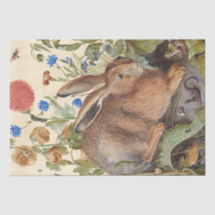 Vintage konijn - Hare Flowers Floral zomer Tissuepapier