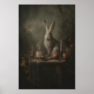 Vintage Konijn Met Fruit, Kaars En Kelk In Poster