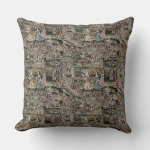 Vintage koningin Esther Tapestry Embroidery Paars Kussen