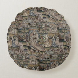 Vintage koningin Esther Tapestry Embroidery Paars Rond Kussen